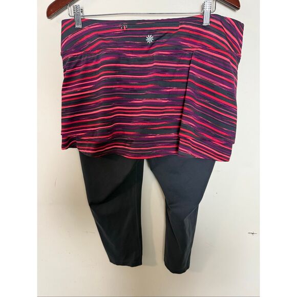 Athleta Painted Cuteness 2-in-1 Skirt Capri Leggings XL Pink Purple Gray Activew - Picture 2 of 4